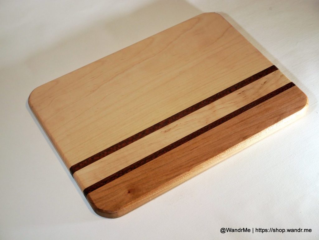 Maple gives the cutting board strength and durability while the Leopardwood provides an interesting and unique pattern to the piece.