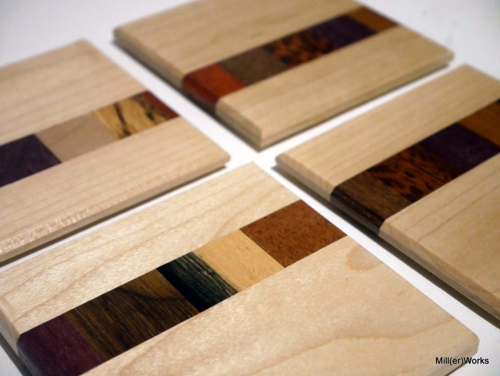 Every coaster in the maple and mixed hardwoods collection includes a unique mix of accent woods